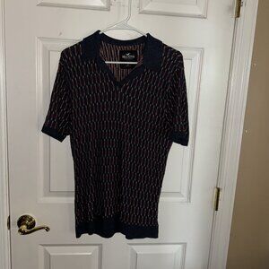 🌟 Hollister California Polo Shirt - Navy/Red Pattern Large 👕🎉